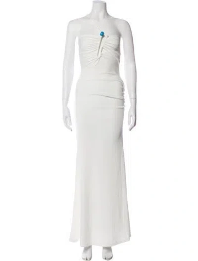 Pre-owned Christopher Esber Tie Neck Long Dress In Neutral