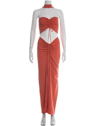 Pre-owned Christopher Esber Tie Neck Long Dress In Orange