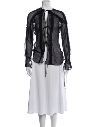 Pre-owned Christopher Esber Tie Neck Long Sleeve Blouse In Black