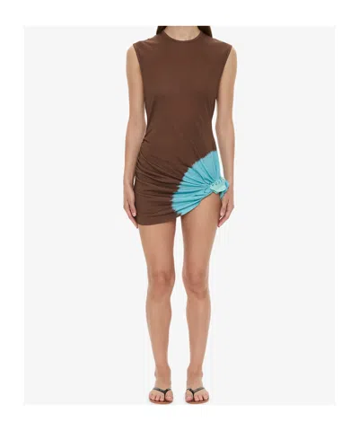 Christopher Esber Tie-dye Snap-button Suspender Dress In Brown