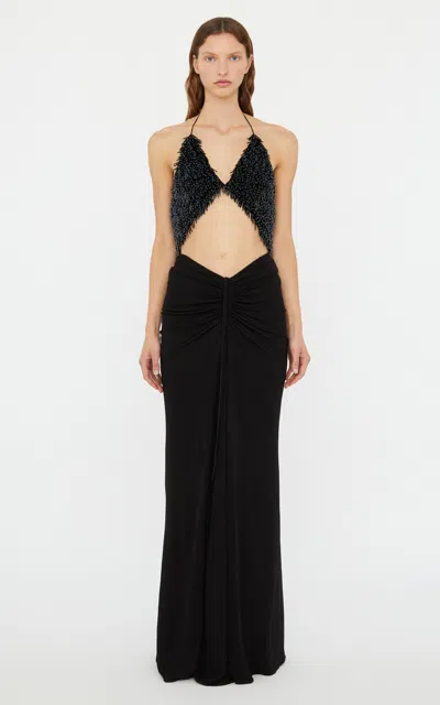 Christopher Esber Tiered Thorn Beaded Disconnect Dress In Multi