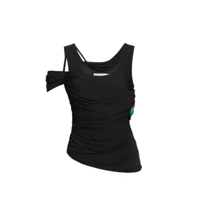 Christopher Esber Top En Jersey Avec Châle In Black