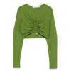 Christopher Esber Gathered-effect Ribbed Crop Top In Green