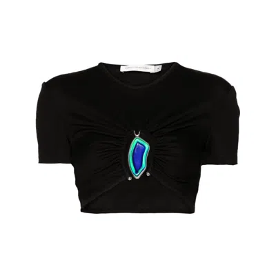 Christopher Esber Cut-out Ribbed Crop Top In Black