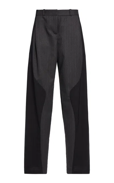 Christopher Esber Torrent Pinstriped Low-rise Straight-leg Pants In Black