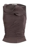 Christopher Esber Torsion Coil Sculpted Knit Top In Taupe