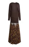Christopher Esber Tortoiseshell Droplet Jersey Gown In Brown