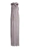 Christopher Esber Transparent Striped Linen-blend Maxi Dress In Gray