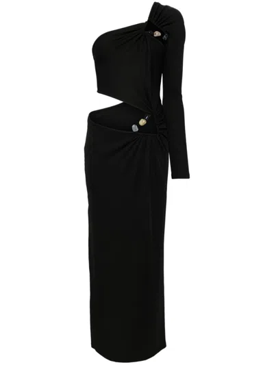 Christopher Esber Tri Crystal Stone Column Dress In Black