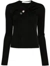 Christopher Esber Tri Crystal-stone Long-sleeve Top In Black