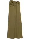 Christopher Esber Ruched Orbit Split Skirt In Green