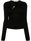Christopher Esber Tri Crystal-stone Long-sleeve Top In Black