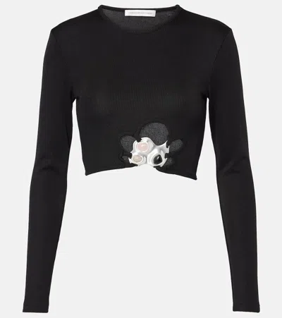 Christopher Esber Trio Stone Cropped Top In Black