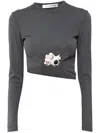 Christopher Esber Trio Stone Cropped Top In Grey