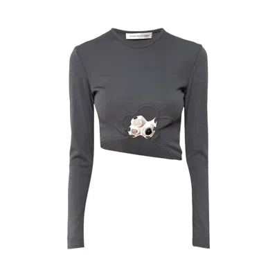 Pre-owned Christopher Esber Trio Stone Cropped Top 'steel' | Grey | Women's Size 14 In Gray