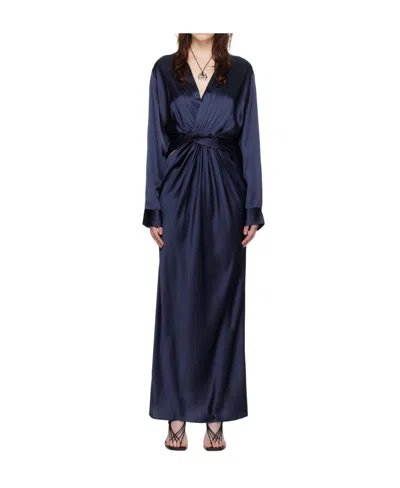 Christopher Esber Triquetra Twist Silk Dress In Blue