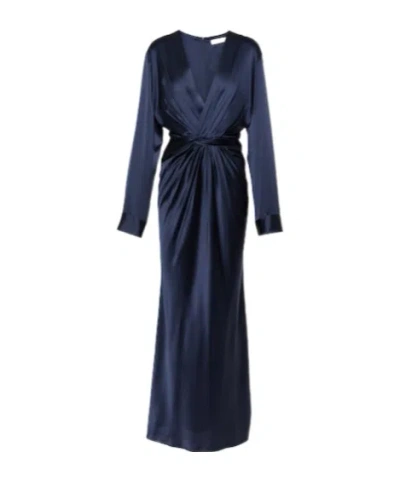 Christopher Esber Triquetra Twist Silk Maxi Dress In Blue