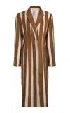Christopher Esber Tropic Leather-paneled Coat In Brown