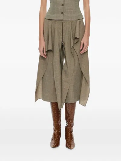 Christopher Esber Tropical Split-skirt Trousers In Green