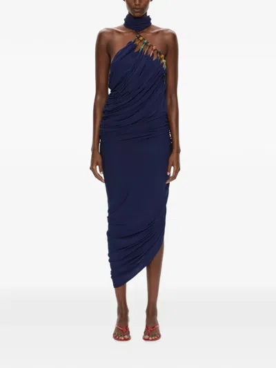 Christopher Esber Tropique Droplet Halter Dress In Blue
