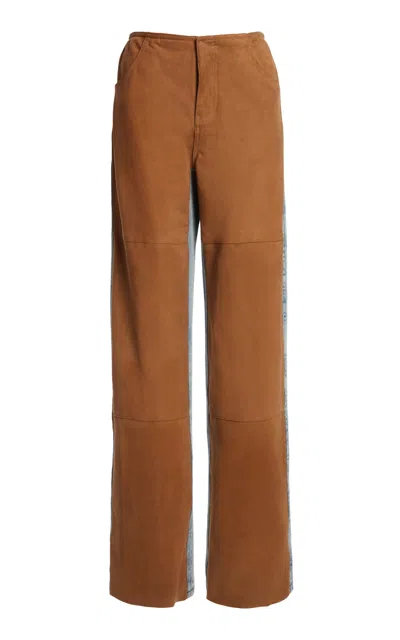 Christopher Esber Troy Deconstruct Suede Jeans In Brown