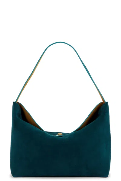 Christopher Esber Turnlock Suede Shoulder Bag In Green