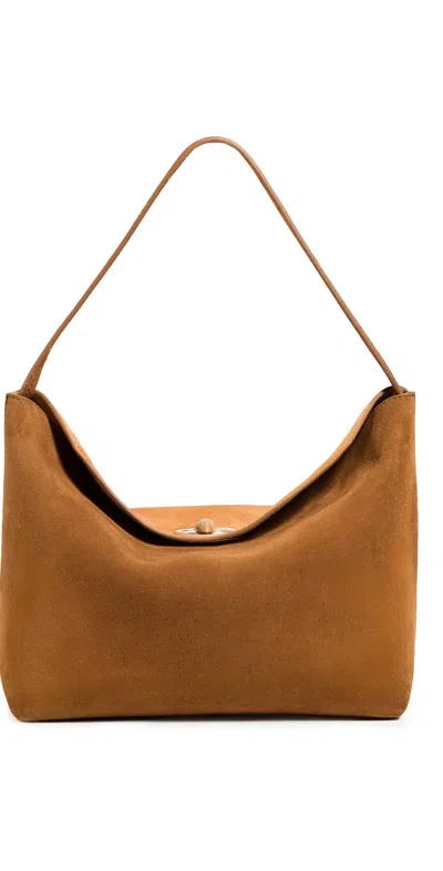 Christopher Esber Turnlock Suede Shoulder Bag Russet/tan
