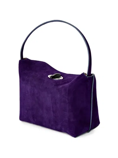 Christopher Esber Turnlock Suede Shoulder Mini Bag In Purple