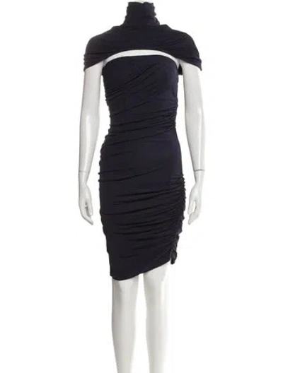 Pre-owned Christopher Esber Turtleneck Knee-length Dress In Blue