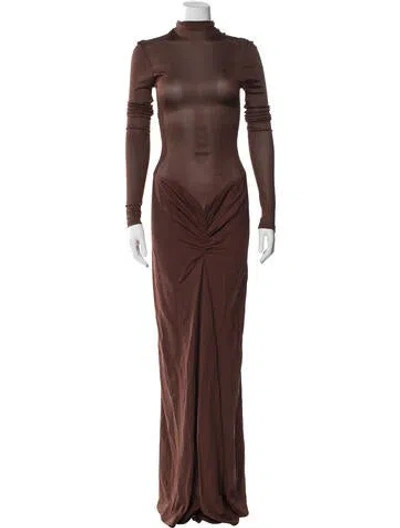 Pre-owned Christopher Esber Turtleneck Long Dress In Brown