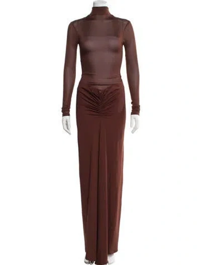 Pre-owned Christopher Esber Turtleneck Long Dress In Brown