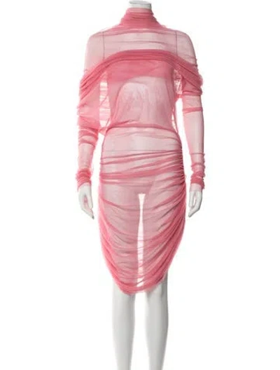 Pre-owned Christopher Esber Turtleneck Midi Length Dress In Pink