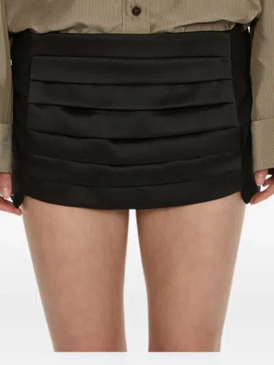 Christopher Esber Tuxedo Cummerbund Wool Mini Skirt In Black