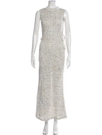 Pre-owned Christopher Esber Tweed Pattern Long Dress In Neutrals