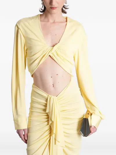 Christopher Esber Twist-detail Cropped Top In Yellow