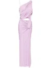 Christopher Esber Twisted Lever Asymmetric Maxi Dress In Purple