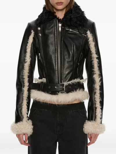 Christopher Esber Tyler Shearling-trimmed Biker Jacket In Black