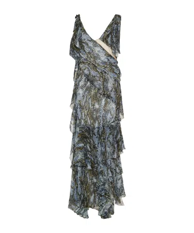 Christopher Esber Unravelled Cut-out Ruffled Dress In Blue