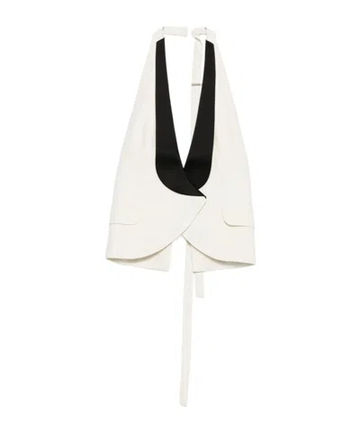 Christopher Esber V-neck Colorblock Vest In White