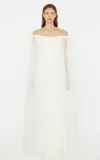 Christopher Esber Vapour Overlay Silk Gown In White