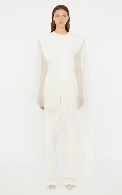 Christopher Esber Vapour Overlay Silk Top In White