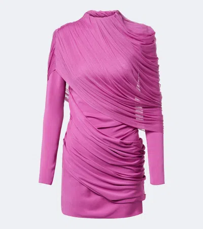 Christopher Esber Veil Draped Caped Minidress In Purple