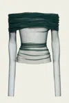 CHRISTOPHER ESBER VEILED TOP IN EVERGREEN