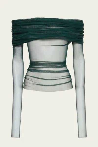 Christopher Esber Veiled Top In Evergreen In Green