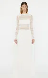 Christopher Esber Veiled Tulle Overlay Gown In White