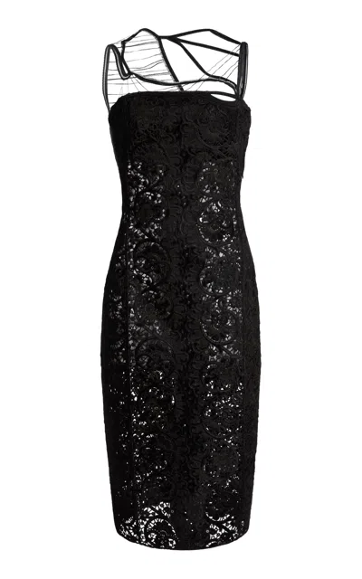 Christopher Esber Venise Lasercut Leather Dress In Black