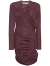 Christopher Esber Venus Looped Sheer Jersey Mini Dress In Brown