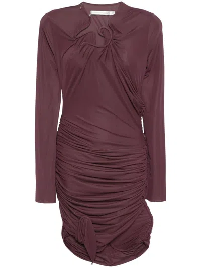 Christopher Esber Venus Looped Sheer Jersey Mini Dress In Brown