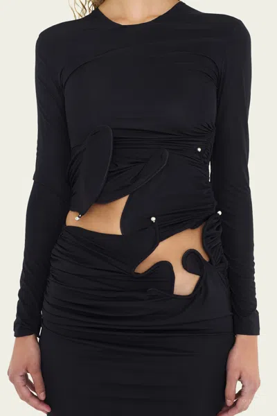 Christopher Esber Venus Looped Long-sleeve Top In Black