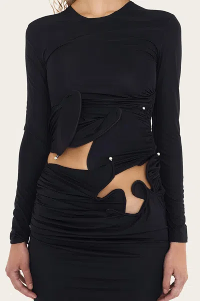 Christopher Esber Venus Looped Long-sleeve Top In Black In Blue